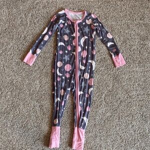 Little Sleepies 18-24 month Gray and Pink Moon & Stars One-Piece Pajamas